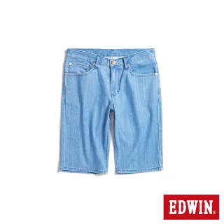 【EDWIN】EDGE 對稱袋花短褲-男款(石洗藍)