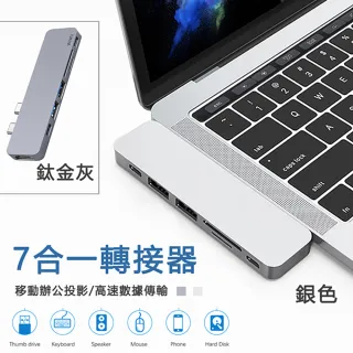 【WIWU】七合一多功能充電集線器 New MacBook Pro hub Type-C轉USB轉接器(新款專用 雙介面)