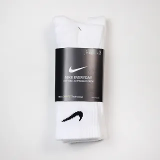 【NIKE 耐吉】Nike 襪子 Everyday Lightweight Crew Socks 白 長襪 三雙入(SX7676-100)