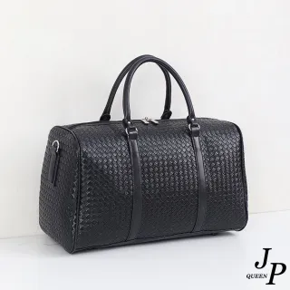 【Jpqueen】編織大容量手提斜背行李包商務出差包(黑色2款可選)
