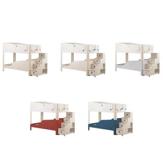 【iloom 怡倫家居】TINKLE-POP 雙層床架組(含兩張兒童床墊 階梯櫃型-5色)