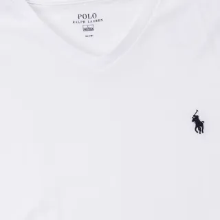 【RALPH LAUREN】Polo Ralph Lauren 經典電繡小馬V領素面短袖T恤-白色(平輸品)