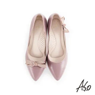 【A.S.O 阿瘦集團】百變女伶  健步通勤蝴蝶裝飾高跟鞋(淺紫)