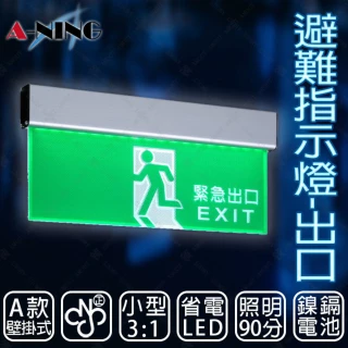 【A-NING】3：1避難方向指示燈-壁掛式 單面 出口款(LED投光式│C級│居家安全│CNS ISO消防認可)