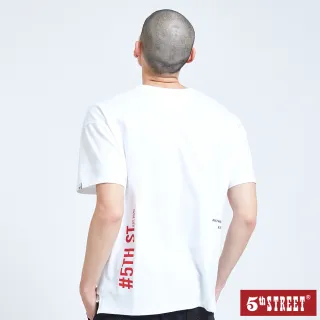 【5th STREET】男落肩街頭文字短袖T恤-米白