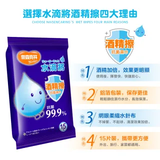 【週期購】【奈森克林】水滴將酒精擦抗菌濕巾15抽(36包/箱) 