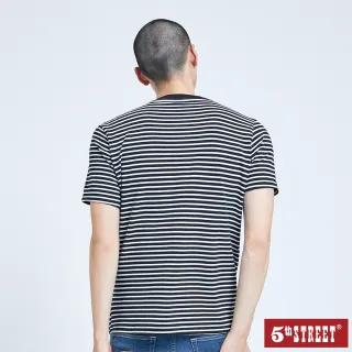 【5th STREET】男剪接條紋短袖T恤-黑色