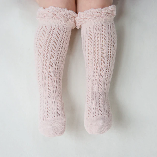 【Happy Prince】韓國製 Double Ray蕾色鏤女嬰童及膝襪(嬰兒襪 兒童襪)