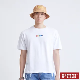 【5th STREET】中性平權彩虹標籤短袖T恤-白色