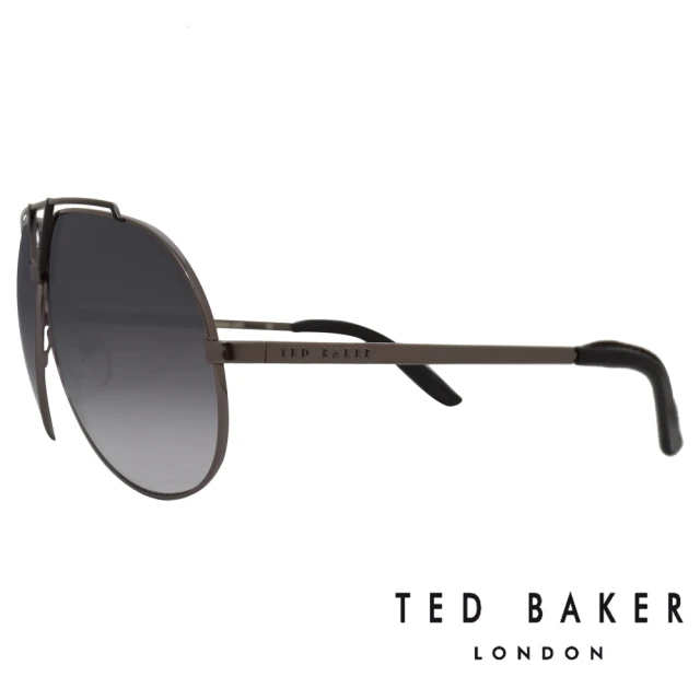 TED BAKER 限量款 英國紳士飛行員皮革鏡腳太陽眼鏡(TB1238-921 灰)