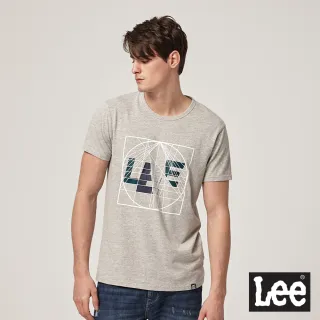 【Lee】線條拼貼Logo 男短袖T恤-麻花灰