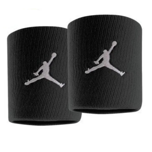【NIKE 耐吉】Nike Jorden Jumpman 運動 打球 健身 護腕帶 吸濕 排汗 乾爽 彈性 2入 黑(JKN01010OS)