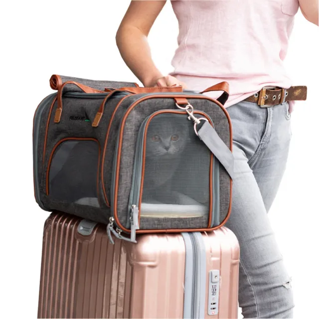 【LOHAS DAY】旅行寵物行李外出手提單肩包(可固定於行李箱上)