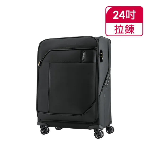 【Samsonite 新秀麗】24吋Janik商務功能性飛機輪TSA布面行李箱 黑(AW7)
