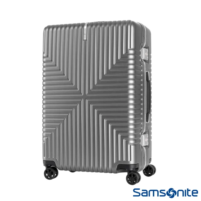 【Samsonite 新秀麗】28吋Intersect 高質感PC鋁框硬殼TSA行李箱 銀(GV5)