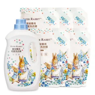 【奇哥】比得兔嬰兒專用抗菌洗衣精-升級新配方 2000ml(1罐+5補充包)