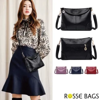 【Rosse Bags】時尚單肩斜背軟皮小方包(現+預  藍色 / 紫色 / 紅色 / 黑色)