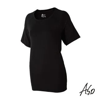 【A.S.O 阿瘦集團】環保負離子衣- 短袖圓領排汗T恤-黑(2件裝)