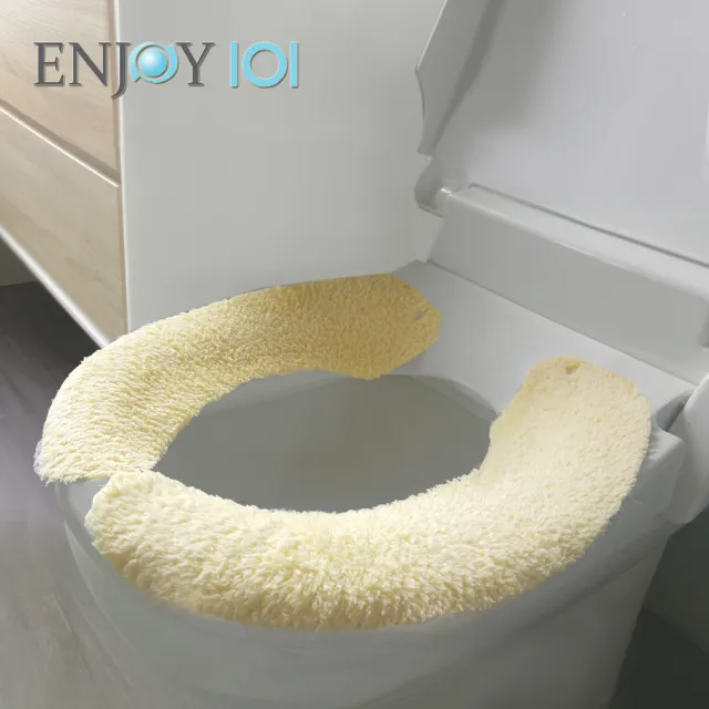 【ENJOY101】台灣製日式居家浴室矽膠布保潔保暖水洗重複使用馬桶坐墊貼1入組-黃色(40x10cm)