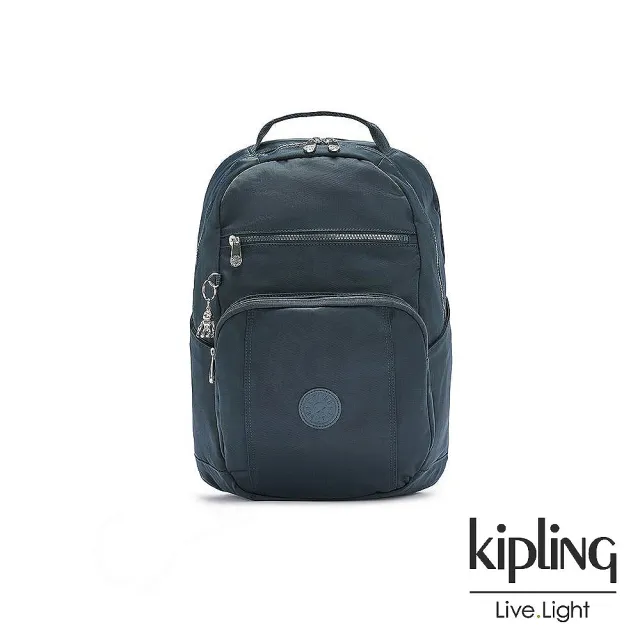【KIPLING】知性優雅藍前後雙層收納後背包-TROY