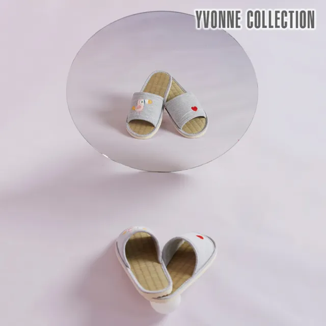 【Yvonne Collection】大嘴鳥藺草室內拖鞋(寧靜灰)
