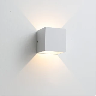 可調節 方形壁燈 白色 黃光(防水防霧)