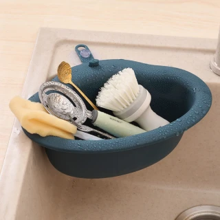 廚房吸盤式水槽瀝水籃 廚餘桶瀝水架 置物籃(2入組 顏色隨機)