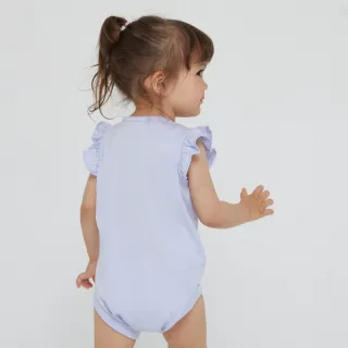 【GAP】嬰兒 布萊納系列 甜美印花荷葉邊包屁衣(681680-淡紫色)
