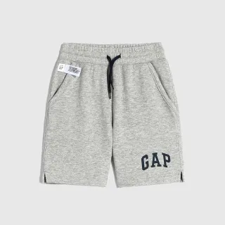 【GAP】男幼童 碳素軟磨 法式圈織系列 Logo休閒短褲(796715-淺灰色)