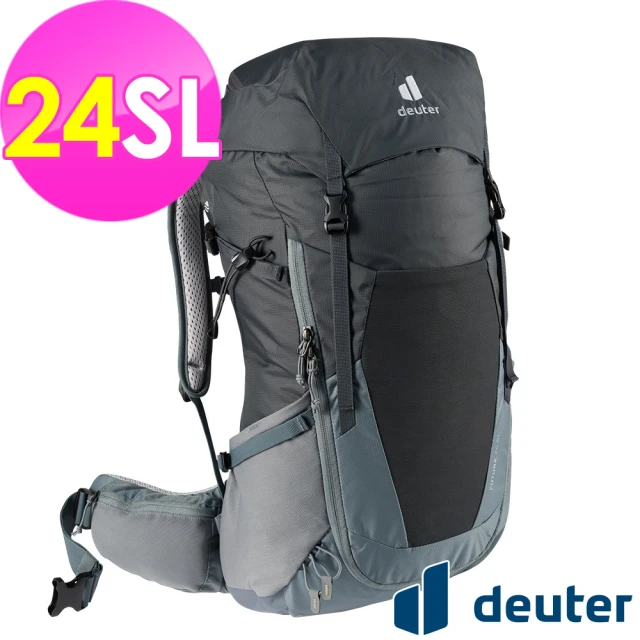 【deuter】FUTURA 24SL透氣網架背包(3400521黑/水藍/戶外露營/休閒健行/自助旅行/登山包)