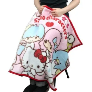 【小禮堂】Sanrio大集合 圓角毛毯披肩 單人毯 薄毯 蓋毯 70x100cm 《粉 點點》