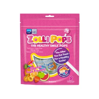 【Zollipops】木糖醇無糖棒棒糖-熱帶水果口味58.4g(共8支)