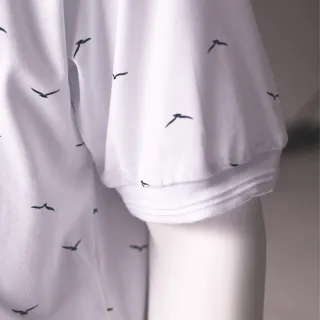 【YG  天鵝內衣】吸濕排汗印花短袖POLO衫(單件-白底青鳥/橄黃底黑鳥/黑底綠鳥/灰綠底藍鳥)