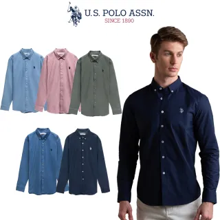 【U.S. POLO ASSN.】純棉長袖襯衫 - 多色任選(100%純棉材質較軟/透氣舒適)
