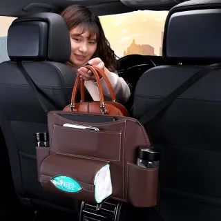 收納升級款 汽車座椅儲物收納袋/置物袋/掛袋+面紙盒(可收納手機、平板、飲料、衛生紙盒、手提包)