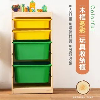 【Ashley House】SS兒童安全傢俱系列-松木實木多彩單邊玩具收納櫃(實木傢俱)