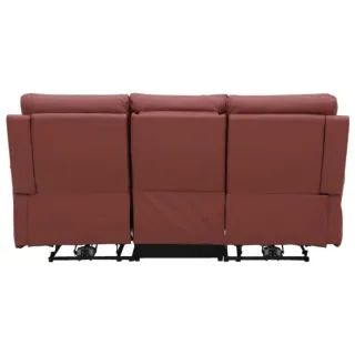 【NITORI 宜得利家居】◎半皮3人用電動可躺式沙發 MEGA RED(半皮 電動可躺式 沙發)
