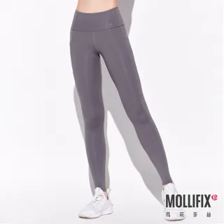 【Mollifix 瑪莉菲絲】彈力升級側修飾訓練動塑褲、瑜珈服、Legging(日暮灰)