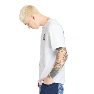 【Timberland】男款白色戶外Archive圖案短袖T恤(A2DV3100)