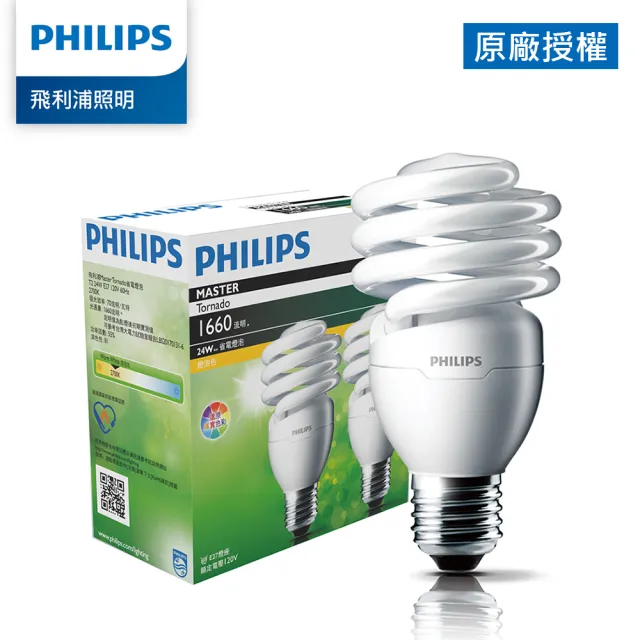 【Philips 飛利浦】24W 螺旋省電燈泡 2入組(PR920/PR921)