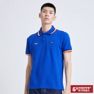 【5th STREET】男配色素面短袖POLO衫-土耳其藍