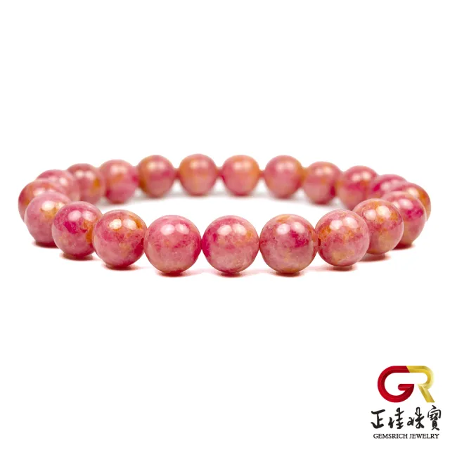 正佳珠寶 薔薇石頂級黃金薔薇石9mm 粉嫩玫瑰薔薇結晶 日本彈力繩 稀少黃金色 Momo購物網