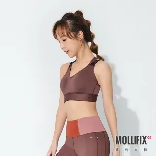 【Mollifix 瑪莉菲絲】小禎聯名設計_TRULY 高強度雙肩織帶運動內衣、瑜珈服(落栗棕)