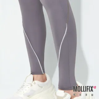【Mollifix 瑪莉菲絲】小禎聯名設計_TRULY小尻長腿鑲邊訓練褲、瑜珈服、Legging(日暮灰)