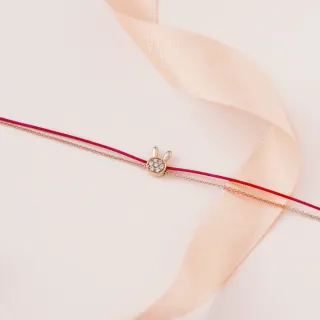 【PROMESSA】兔子 18K玫瑰金鑽石紅繩手鍊