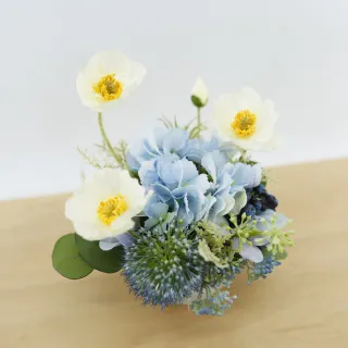 【HUGO DECO 榆果傢飾】白虞美人藍繡球香氛花藝(擬真花/香氛/花禮)