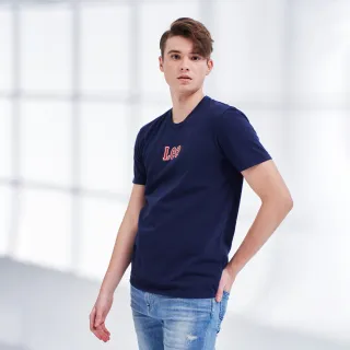 【Lee】立體小Logo 男短袖T恤-海軍藍