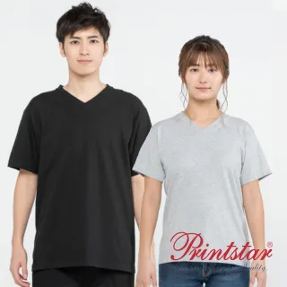 【日本 PRINTSTAR】純棉 5.6oz V領重磅T恤-男女同款(白色)