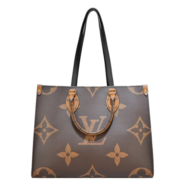 【Louis Vuitton 路易威登】Onthego MM 帆布印花手提肩背包(焦糖x卡其棕)
