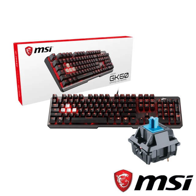 【MSI 微星】GK60 Cherry MX青軸電競鍵盤
